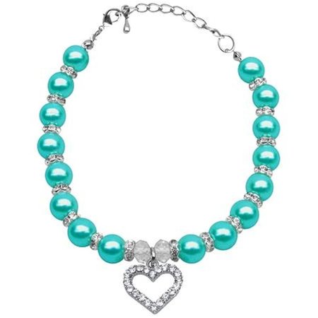 UNCONDITIONAL LOVE Heart and Pearl Necklace Aqua Md 8-10 UN863006